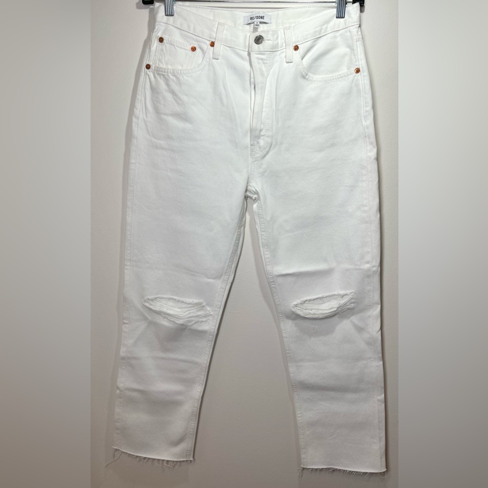NWT RE/DONE Jeans Women’s Size‎ 29 Originals 70s Stove Pipe in White Destroyed